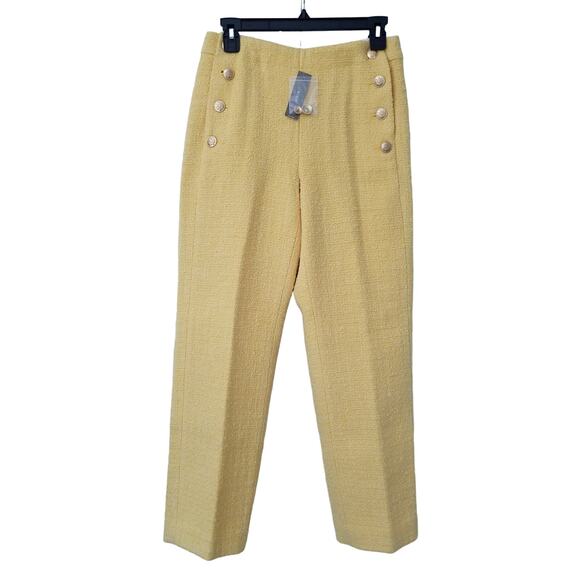 J.‎ Crew Juniper Tweed Tapered Pant Size 2 Honeycomb Yellow Wool Blend NWT BW535 - Picture 1 of 6